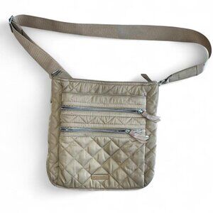 Vera Bradley Tan Beige Quilted On the Go Crossbody Bag Purse